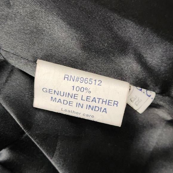 Saguaro Black 100% Leather Jacket Wide Collar Distressed Faded Womens Size L - Picture 10 of 11